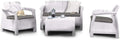 Keter Corfu Lounge Rattan Outdoor Furniture Set with 2 Seater Sofa, 2 Armchairs and Table, White, 50 x 168 x 75 cm