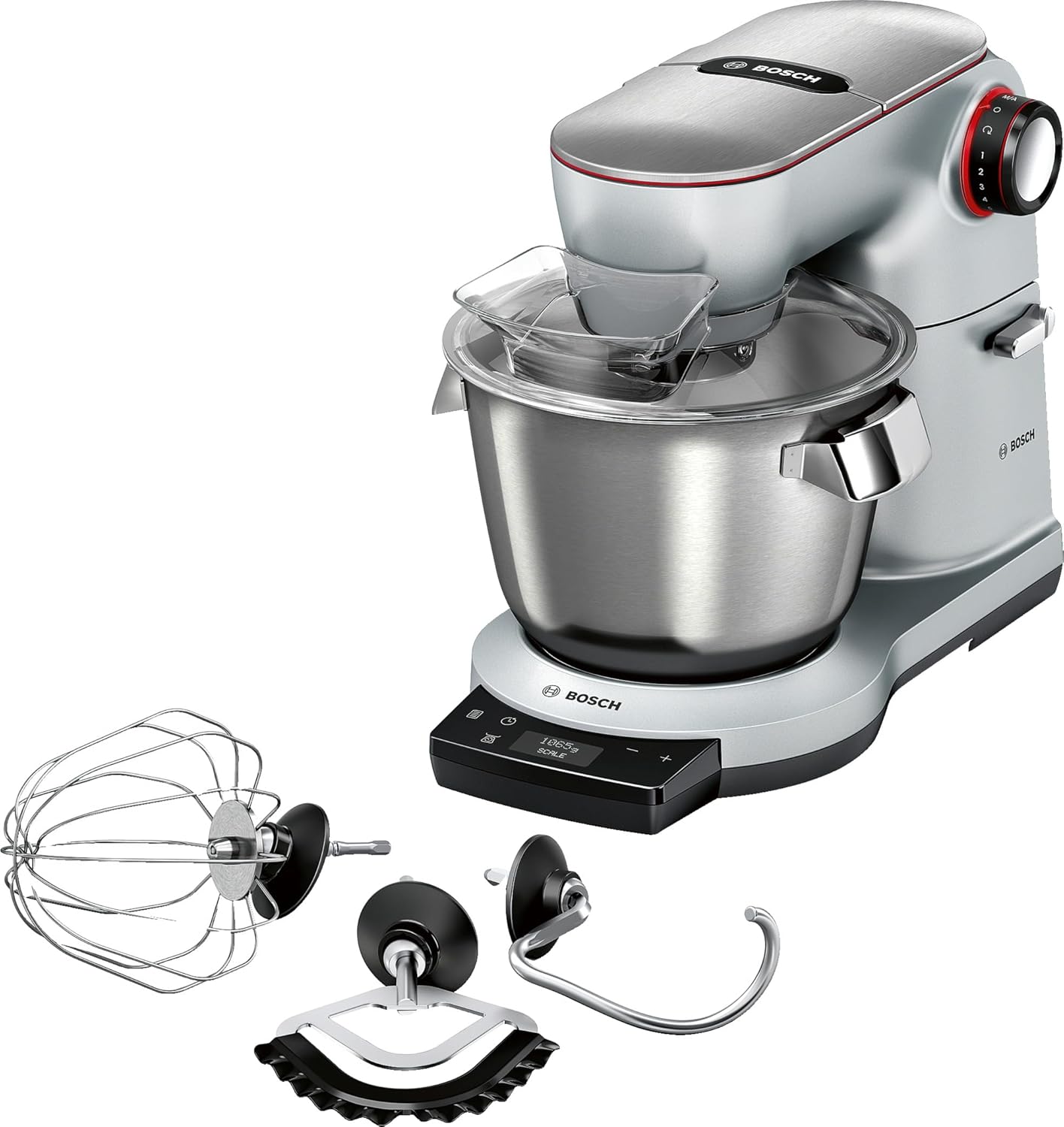 Bosch Elettrodomestici MUM9AX5S00 Planetaria da Cucina con Bilancia Integrata e capacità da 5.5 Litri, 1500 W, Metallo, 8 velocità, Argento