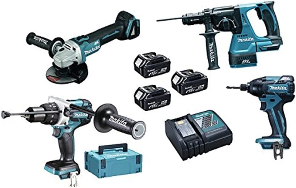 DLX4050TJ Macchine Pack 4 + 3 batteria 18V 5Ah Li-ion + 2 valigetta Makpac