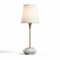Lampada da tavolo con base in cemento e paralume in tessuto – 25 x 25 x 50 cm