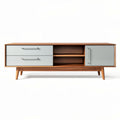Mobile per TV in legno con cassetti e ripiani aperti per soggiorno – 160 x 40 x 50 cm