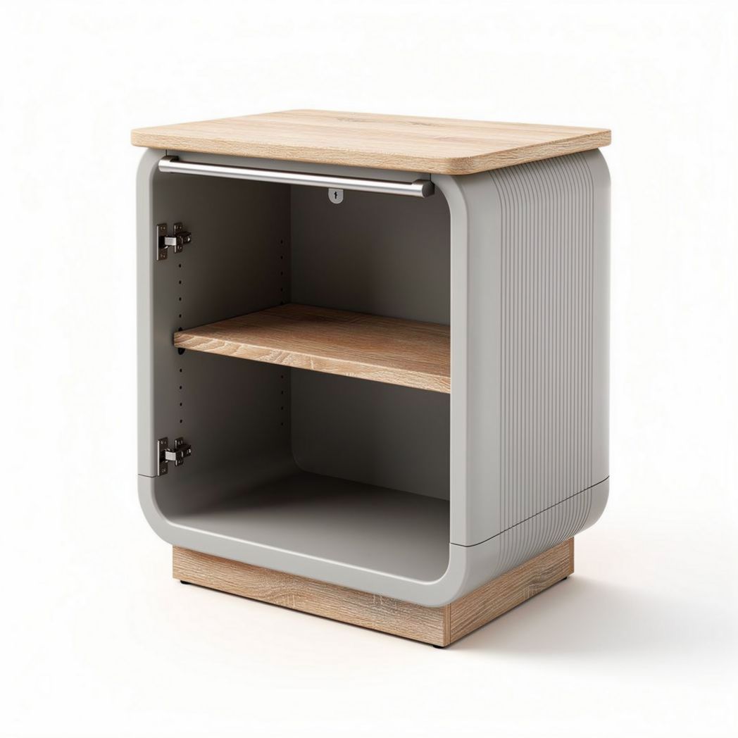Mobile contenitore in MDF e legno con ripiano per soggiorno – 40 x 35 x 50 cm