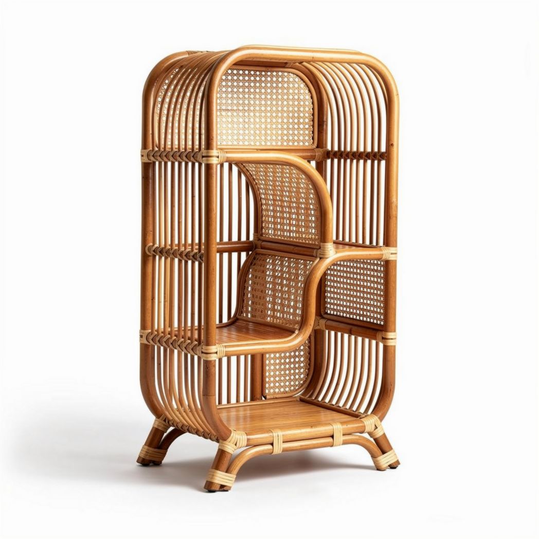Mobile scaffale in rattan per soggiorno – 60 x 30 x 100 cm