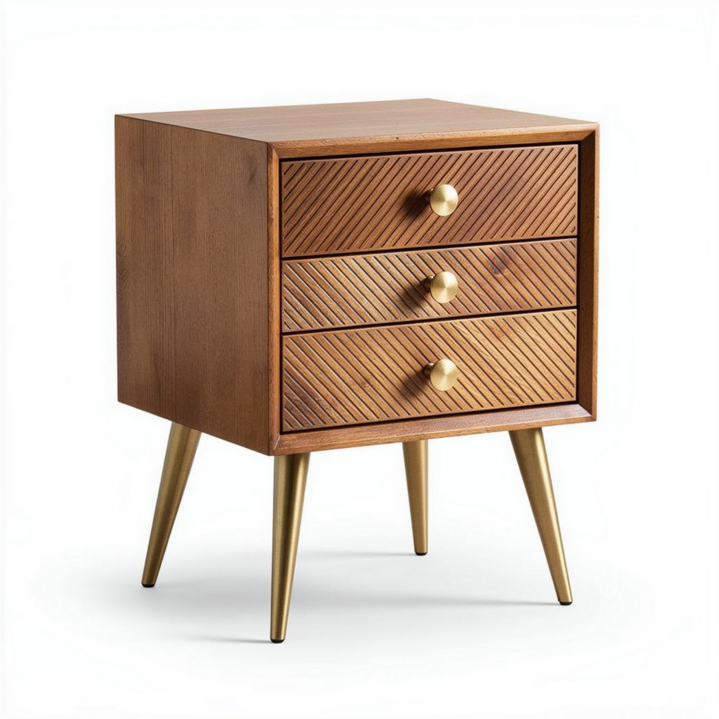 Comò in legno con tre cassetti per camera da letto – 40 x 40 x 50 cm