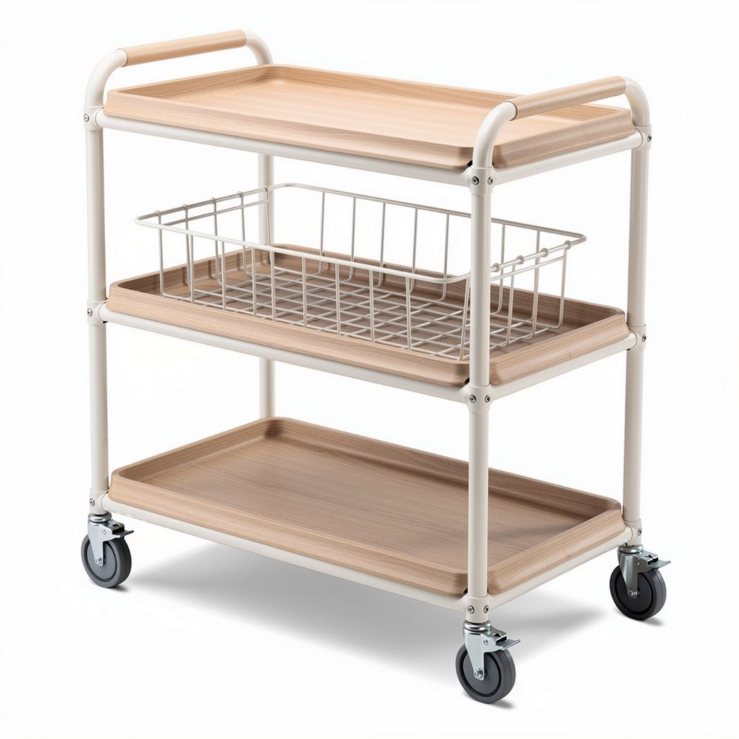 Carrello da cucina in metallo e legno per uso domestico –80 x 40 x 80 cm
