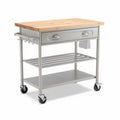 Carrello da cucina in metallo con top in legno per uso domestico – 90 x 60 x 85 cm