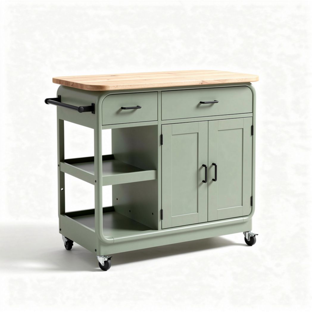 Carrello da cucina in metallo e legno per preparazioni alimentari – 80 x 40 x 90 cm