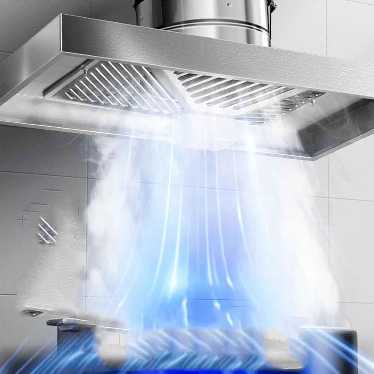 2m Pipe, Cappa a Soffitto Quadrata, Estrattore di Fumo ad Alta Efficienza, con Condotto per Ventilazione Efficiente della Cucina (7 Pollici)
