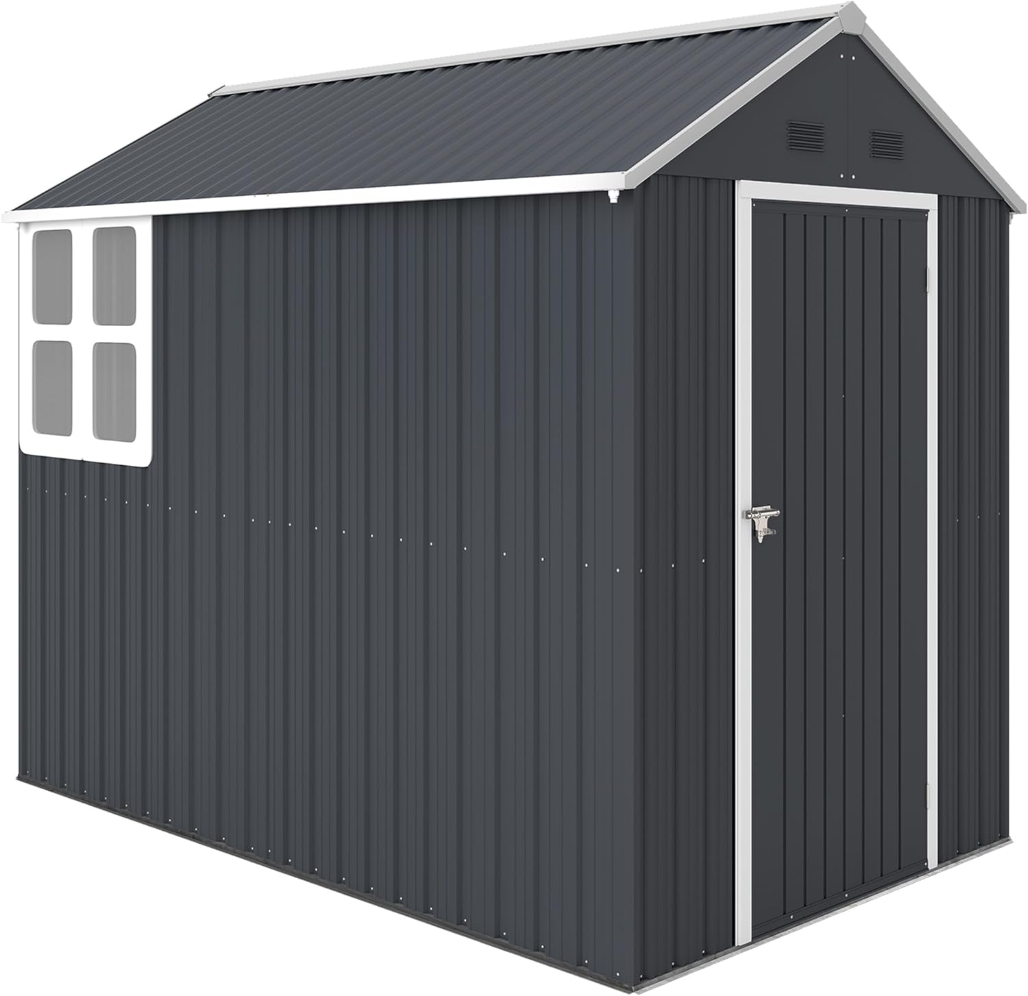 Outsunny Casetta da Giardino Porta Attrezzi in Acciaio Zincato e PP, Capanno da Esterno con 4 Prese d'Aria e Finestra, 259x171x222 cm, Grigia e Bianca