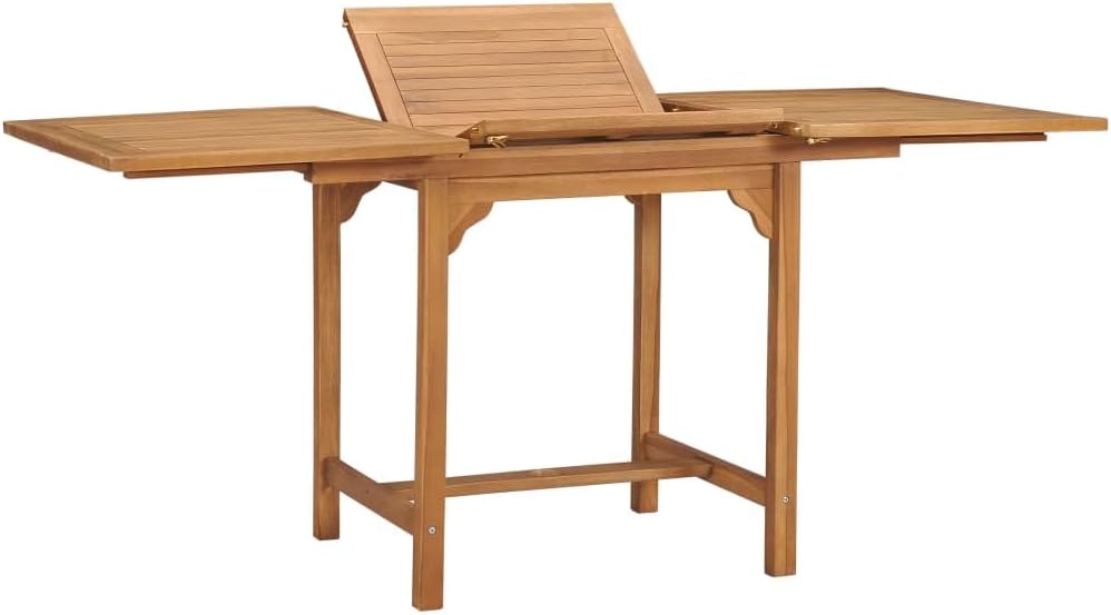 vidaXL Extendable Garden Table Elegant Sturdy Outdoor Furniture, Camping Picnic (110-160) x80x75 cm Natural Colour Solid Teak Wood