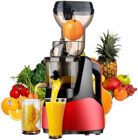 Spremiagrumi a freddo, spremiagrumi a masticazione lenta, grande scivolo da 200 W per frutta e verdura intera, facile da pulire, ideale per spremere sani