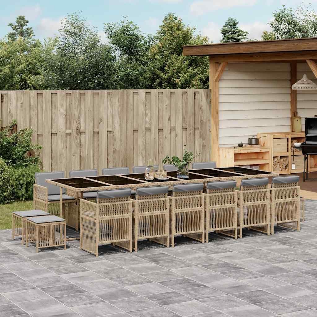 Set lounge da giardino, 17 pezzi, set da pranzo da giardino con cuscino, misto misto poliestere, per cortili, terrazze, balconi, bordi a piscina