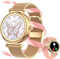 Orologio da donna con schermo rotondo HD da 1,19 e funzione telefono, per monitorare il ciclo mestruale, SpO2, polso e monitor del sonno e contapassi telefonia