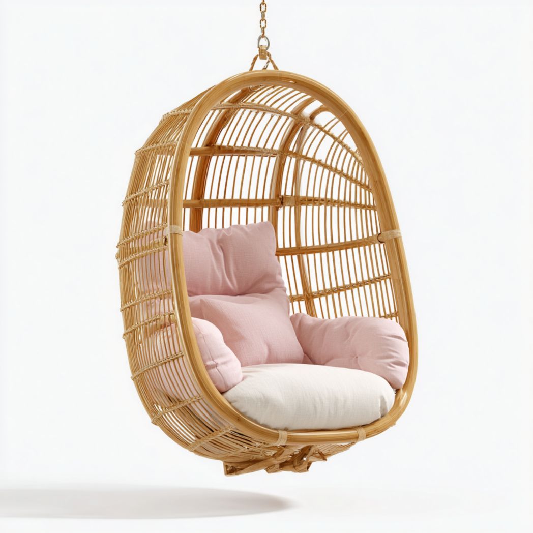Sedia a dondolo sospesa in rattan per interni ed esterni – 80 x 70 x 110 cm