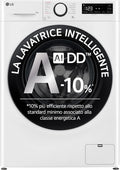 LG AI DD F2R3S09NSWB Lavatrice Slim, Carica Frontale, Lavatrice 9kg, Classe A -10%, 1200 giri, Lavaggio a Vapore, AI Wash, Motore Inverter Direct Drive, Smart Diagnosis, Libera Installazione, Bianca