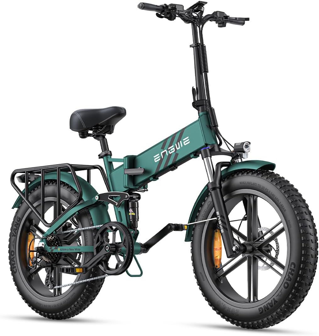 ENGWE Bicicletta Elettrica Pieghevole| 768Wh 16AH Durata 110KM| 20×4.0 Fat Tire|Sensore di Coppia| Sospensione Completa| 8 Velocità| ENGINE Pro 2.0