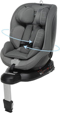 Foppapedretti Seggiolino Auto Logik I-Size, Seduta Girevole a 360°, per bambini da 40 a 105 cm di altezza, conforme ECE R129, Fissaggio Isofix, Poggiatesta a 13 altezze, Grigio
