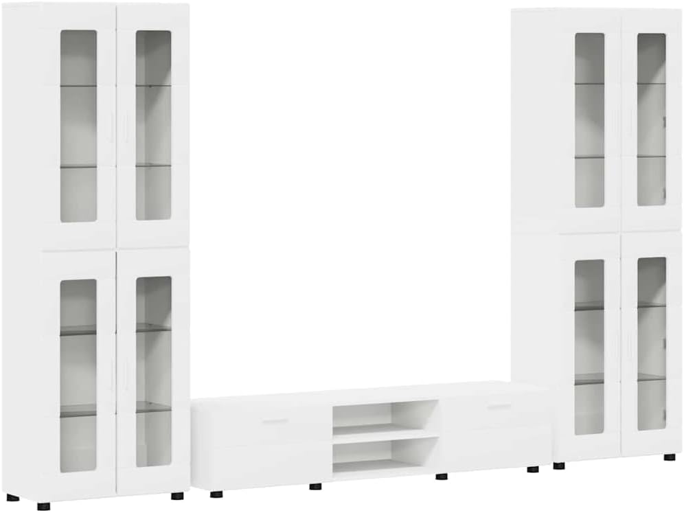 Generico Set Mobile TV con cassetto con Porta Bianco Legno Multistrato,Mobili,Set di mobili,Set di mobili per Salotto,Bianco,125.48 kg,3397984