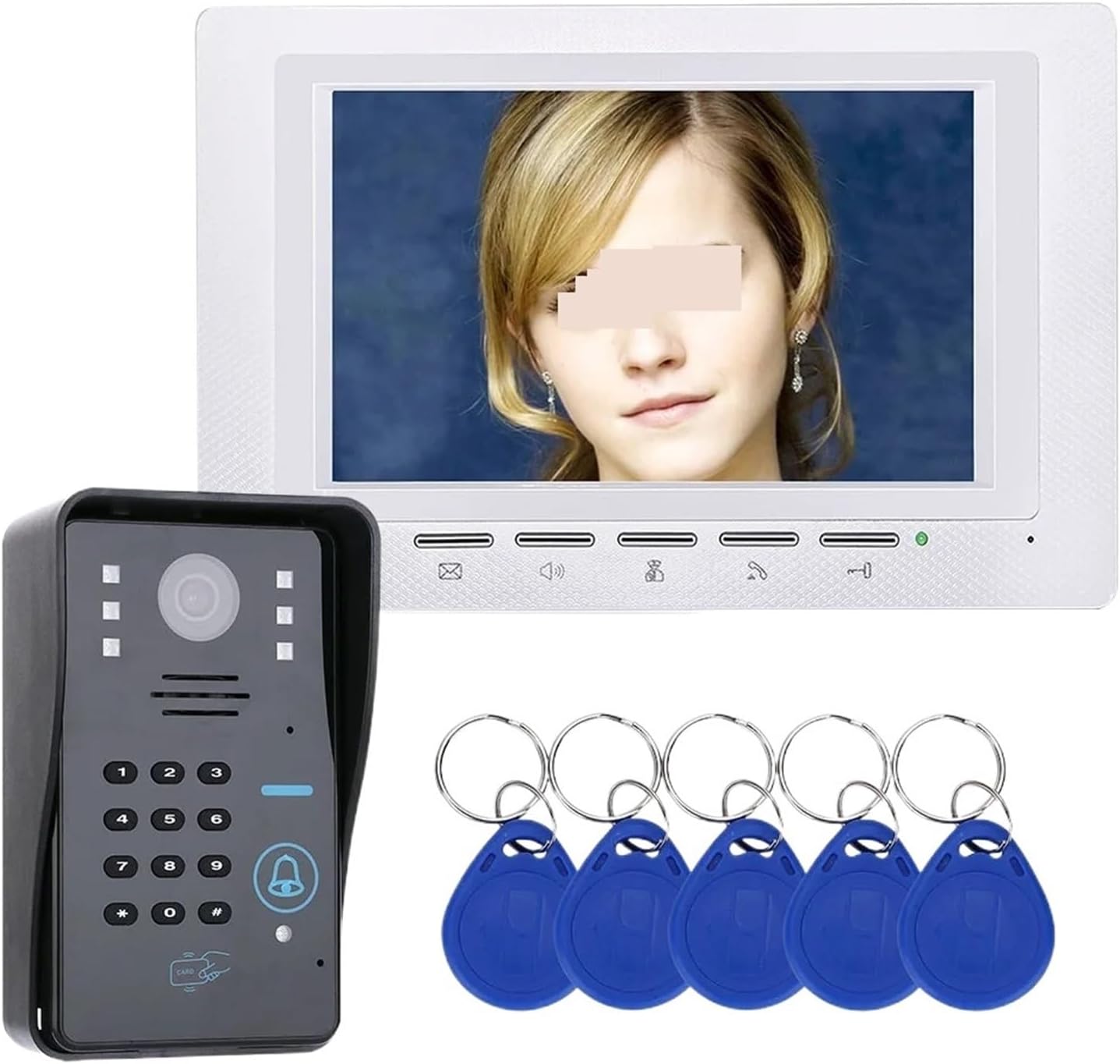 Campanello Citofono Videocitofono Con Password RFID Da 7 con Telecamera IR 1000 Di Controllo Accessi Linea TV Audio Bidirezionale