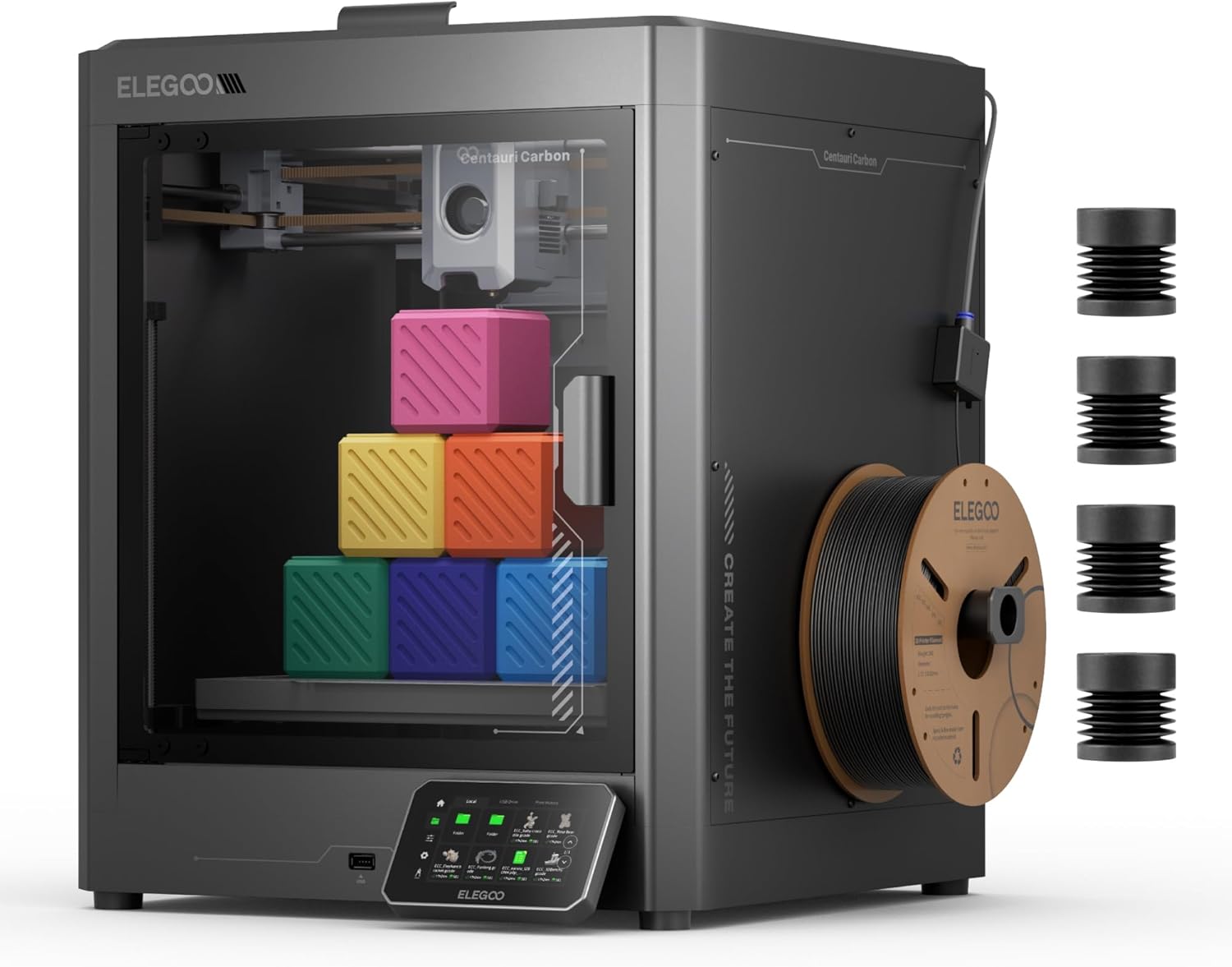 ELEGOO CC Stampante 3D, Dimensioni di Stampa 256x256x256 mm, Ugello a 320 °C e Telecamera Integrata, Pronta per Stampare Subito, CoreXY 500 mm/s Stampa ad Alta Velocità, Centauri Carbon