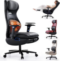 EMIAH Sedia da Ufficio Ergonomica, Sedia da Scrivania Reclinabile con Poggiapiedi, Braccioli Regolabili, SediaGioco Riscaldamento Massaggio, Sedia Direzionale con Supporto Lombare, Pelle PU (Nero)