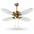 Ventilatore a soffitto in metallo con pale in vetro per ambienti interni – 120 x 120 x 40 cm
