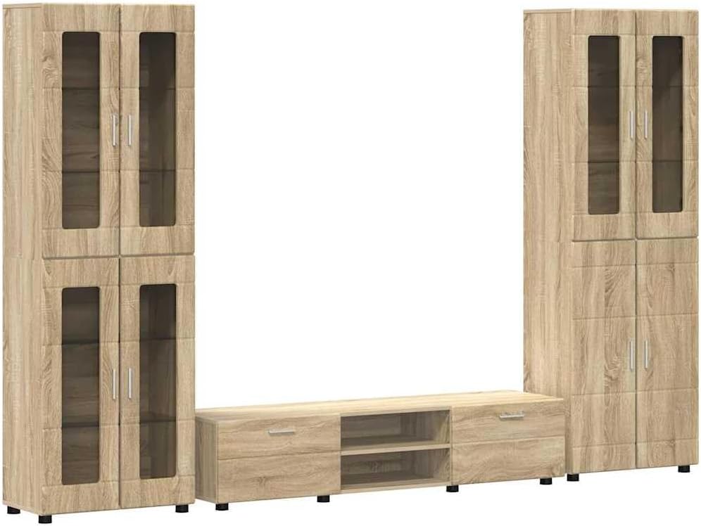 Generico Set Mobile TV con cassetto Rovere Sonoma Legno Multistrato,Mobili,Set di mobili,Set di mobili per Salotto,Marrone,126.02 kg,3398006