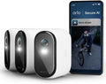 Arlo Essential 3 2K XL, videocamera WiFi esterna, batteria 24 mesi, visione notturna a colori, sirena, audio bidirezionale, 3 camere bianche