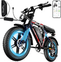 Bicicletta Elettrica 20 x 4.0 Fat Tire, Doppia Sospensione e 7 Velocità Bici Elettrica, E-Bike per Adulti, Batteria Rimovibile 48V 17.5/25 Ah, Display e Controllo APP