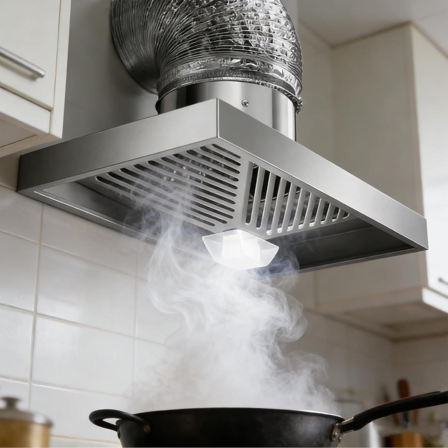 1m Pipe, Cappa Aspirante da Cucina in Acciaio Inox 2800R/Min con Illuminazione, Ventilatore di Scarico Facile da Installare per Uso Domestico, Sistema di Ventilazione per Cucina