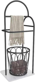 Indipendente Portasciugamani da bagno verticale terra in marmo Cestino for vestiti sporchi Portasciugamani(With basket)