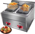Friggitrice Professionale A Gas, Friggitrice 6Lx2 con Doppio Serbatoio, da banco in Acciaio Inossidabile per Ristorante Familiare Patatine Fritte Commercial