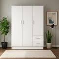 Wardrobe Wardrobe 120 x 50 x 170 cm 3 Doors and 2 Drawers, White Laminate Wood for Attic Cellar, Garage and Closet