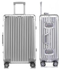 Valigia Bagaglio a Mano con coque in alluminio 100% puro. Valigia Trolley con 4 Ruote Doppie Girevoli e Lucchetto TSA Integrato(S,Argento)