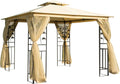 Outsunny Outdoor Gazebo or Garden 3 x 3 m with Mosquito Net, Steel Frame and Double Canopy Beige
