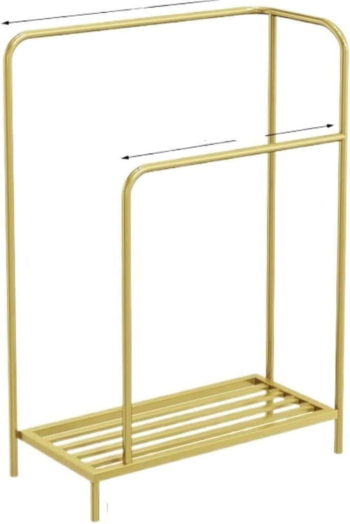 Portasciugamani da Terra Bagno Portasciugamani A 2 Livelli con Ripiano Autoportante in Metallo per Bagno Salvaspazio(Gold)