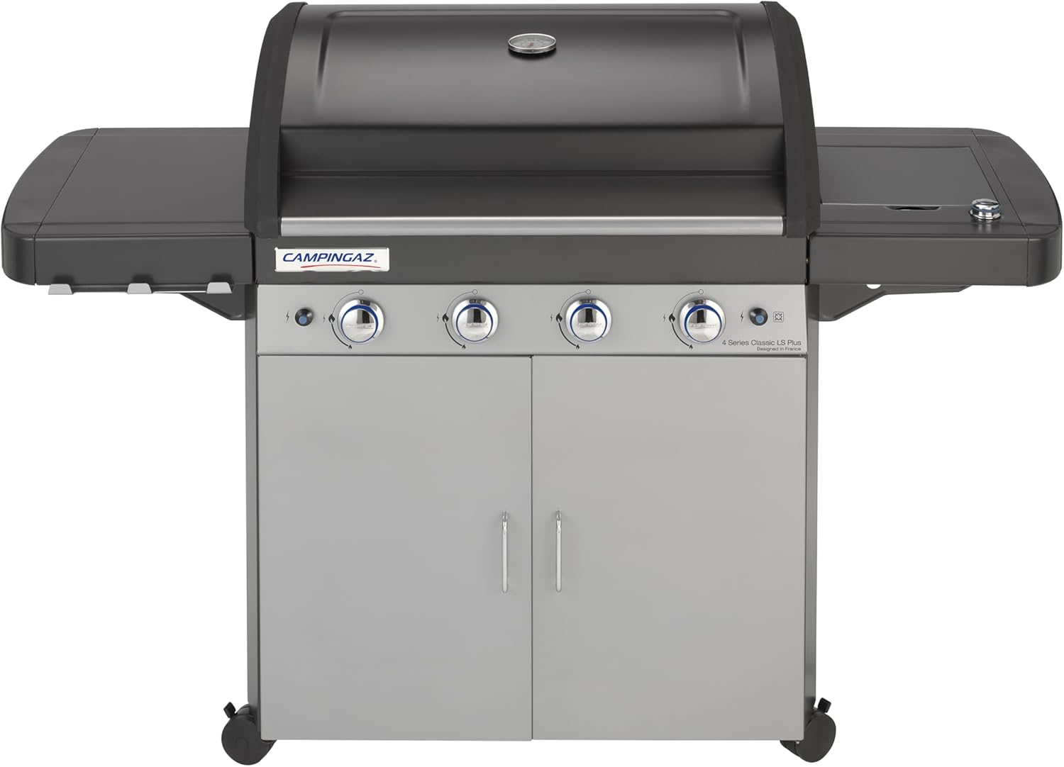 Campingaz 4 Series Classic LS Plus Gas Grill Barbecue con 4 Bruciatori, Sistema di Pulizia Facile InstaClean, 2 Tavoli a Lato, Grigio, 160.3 x 60 x 115.6 cm