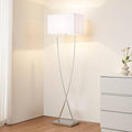 Floor lamp 'Evaine' (Modern) colour white, made of metal, e.g. living room  dining room (1 light, E27) by Lucande | fabric floor lamp