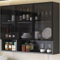 Armadietto da parete in vetro, cucina, pensile, balcone, armadio, bagno, Pensile in metallo con anta in vetro(A,90*30*80cm/35.4*11.8*3)