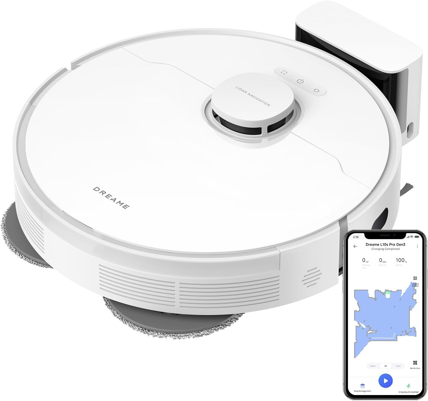 DREAME L10s Pro Gen 3 Robot Aspirapolvere e Lavapavimenti Intelligente, Aspirazione Vormax da 13.000 Pa, Sistema di Lavaggio DuoScrub, Sollevamento Automatico del Mocio di 7 mm, Batteria da 5.200 mAh