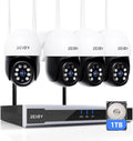 REIGY 5MP Kit Videosorveglianza Wifi Esterno con Visione Notturna a Colori e 1TB HDD, Sistema Sicurezza con 16CH NVR + 4x PT VideoCamera(2880 * 1620P), Telecamera Sorveglianza Audio Bidirezionale