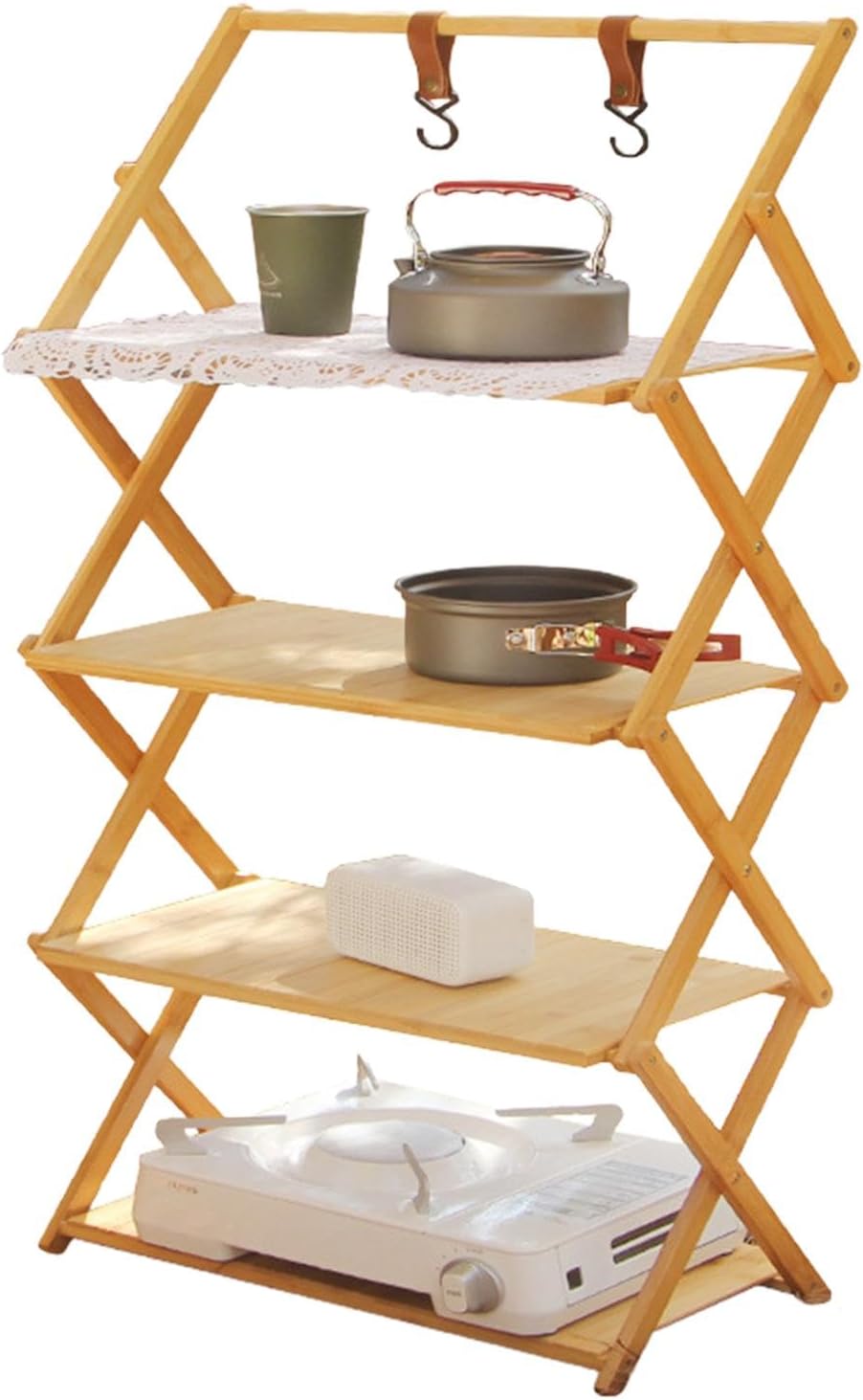 Scaffale pieghevole da campeggio per esterni, multi livello, scaffale portatile per riporre oggetti | Rack di stoccaggio all'aperto campeggio campeggio pieghevole multi-strato portatile scaffale