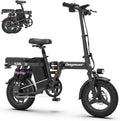 DEEPOWER Bici Elettrica Pieghevole, 14 Bicicletta Elettrica, Batteria Rimovibile 48V 10/17.5/30Ah, con 3 Modalità di Guida, Sospensioni Multizona, E-bike per Adulti e Adolescenti