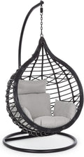 Decor Space Torres Hanging Rocking Chair for Garden and Conservatory in Rattan with Cushion Black